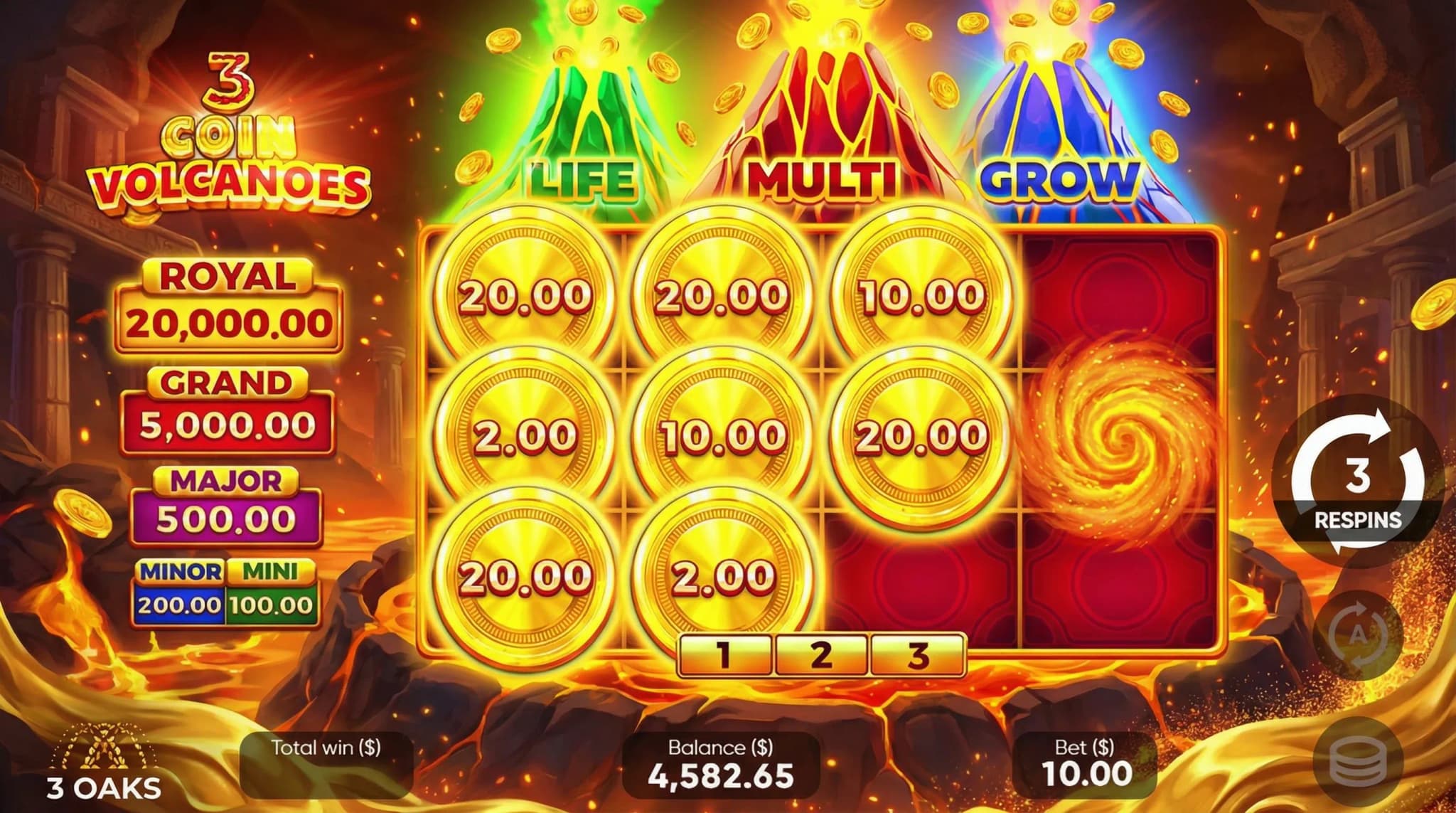 3 Coin Volcanoes